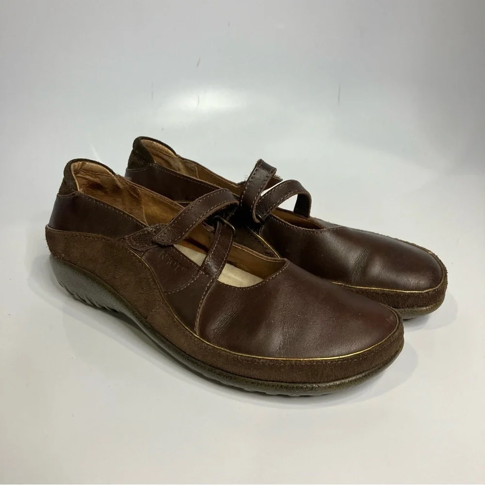 Naot Matai mary Jane‎ style shoes brown & gold leather size 37 - Picture 3 of 6